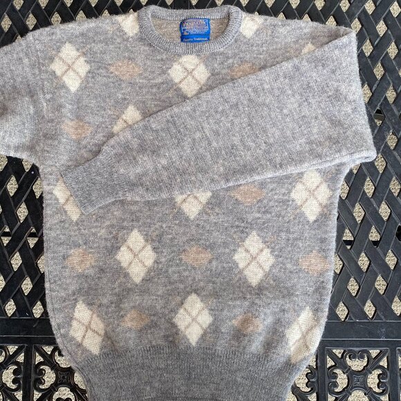 Pendleton Country Traditionals 100% Virgin Wool Argyle Sweater - Vintage - Picture 5 of 14